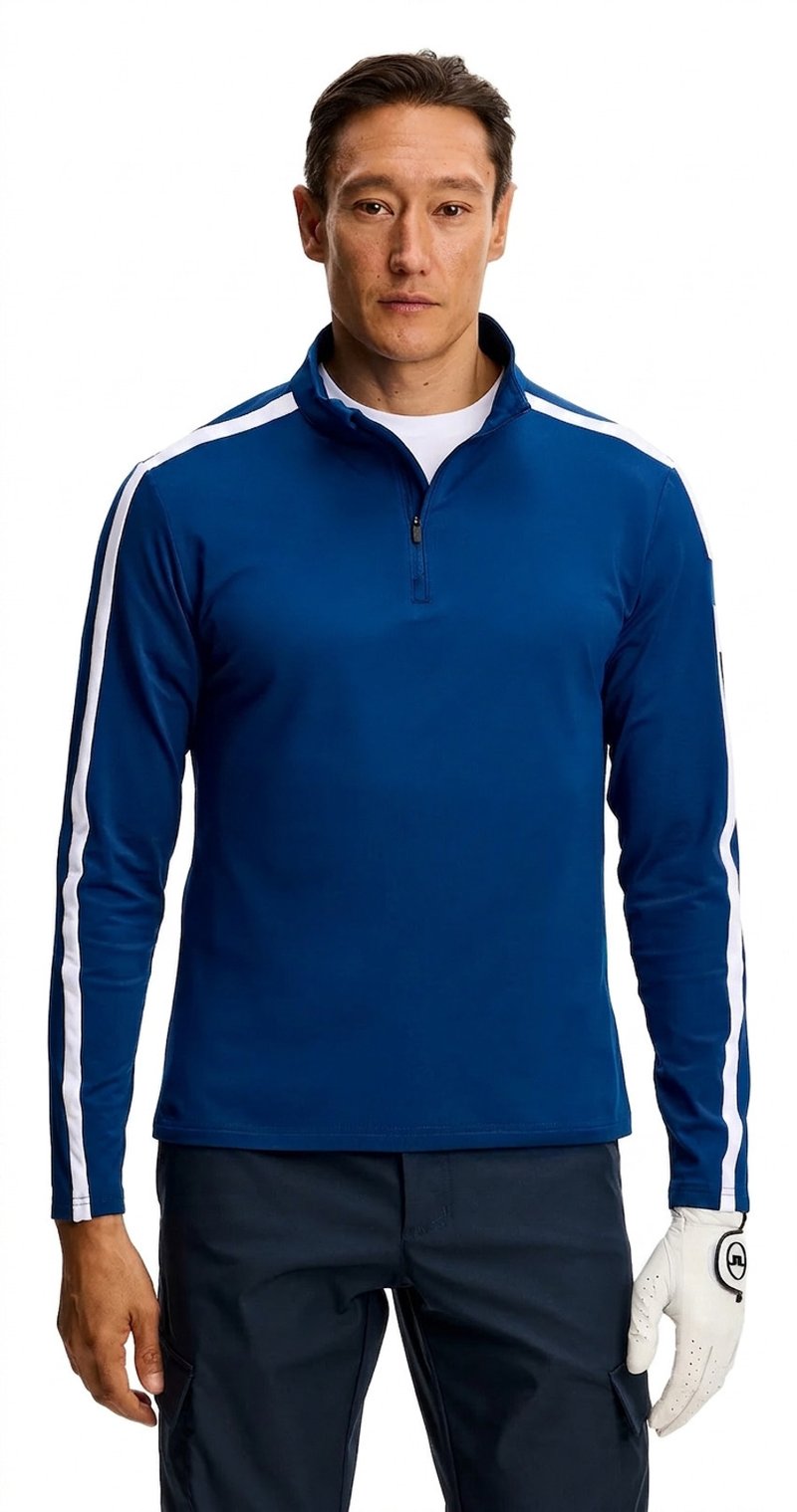 J.Lindeberg Keaton Quarter Zip Mid Layer polo de hombre, Estate Blue