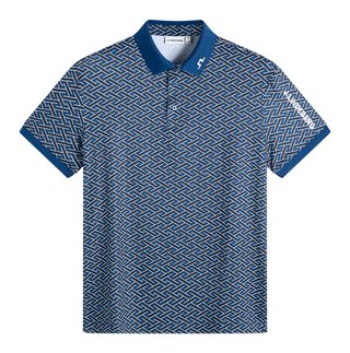 J.Lindeberg Tour Tech Print polo para hombre, ladder estate navy