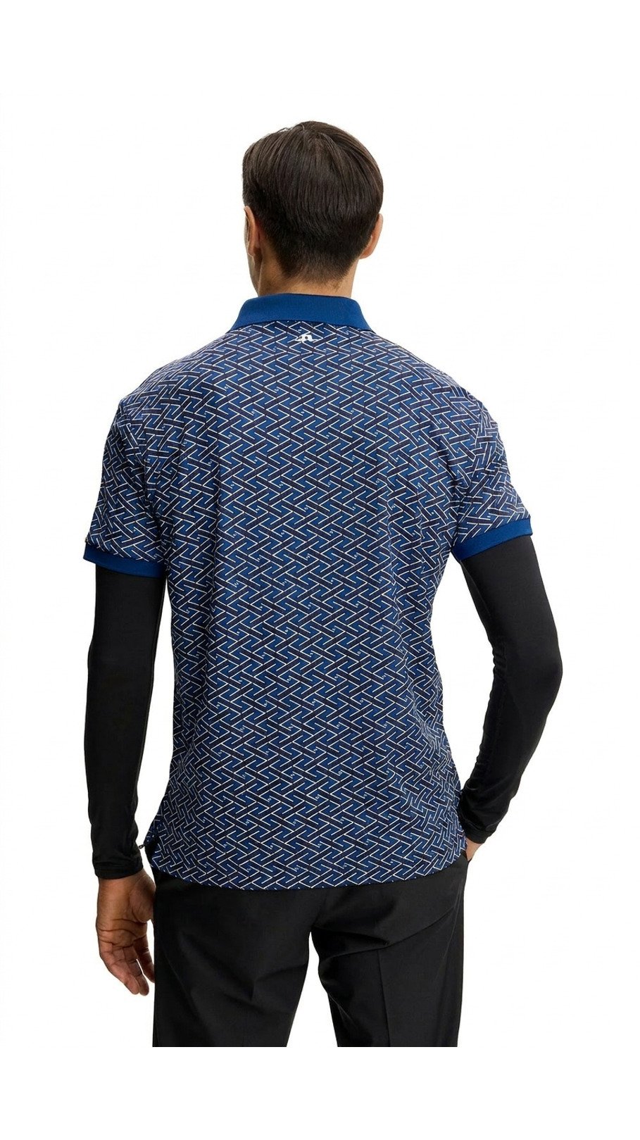 J.Lindeberg Tour Tech Print polo para hombre, ladder estate navy