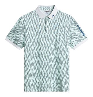 J.Lindeberg Tour Tech Print polo de hombre, ladder white bay