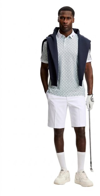 J.Lindeberg Tour Tech Print polo de hombre, ladder white bay
