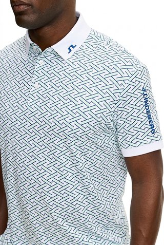 J.Lindeberg Tour Tech Print polo de hombre, ladder white bay