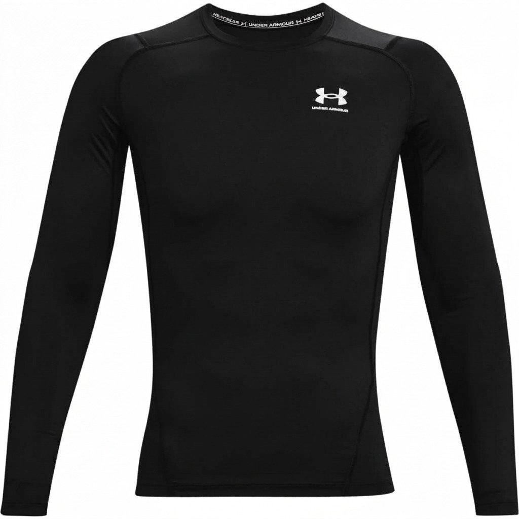 Under Armour HeatGear camiseta de compresión de manga larga para hombre, negro/blanco