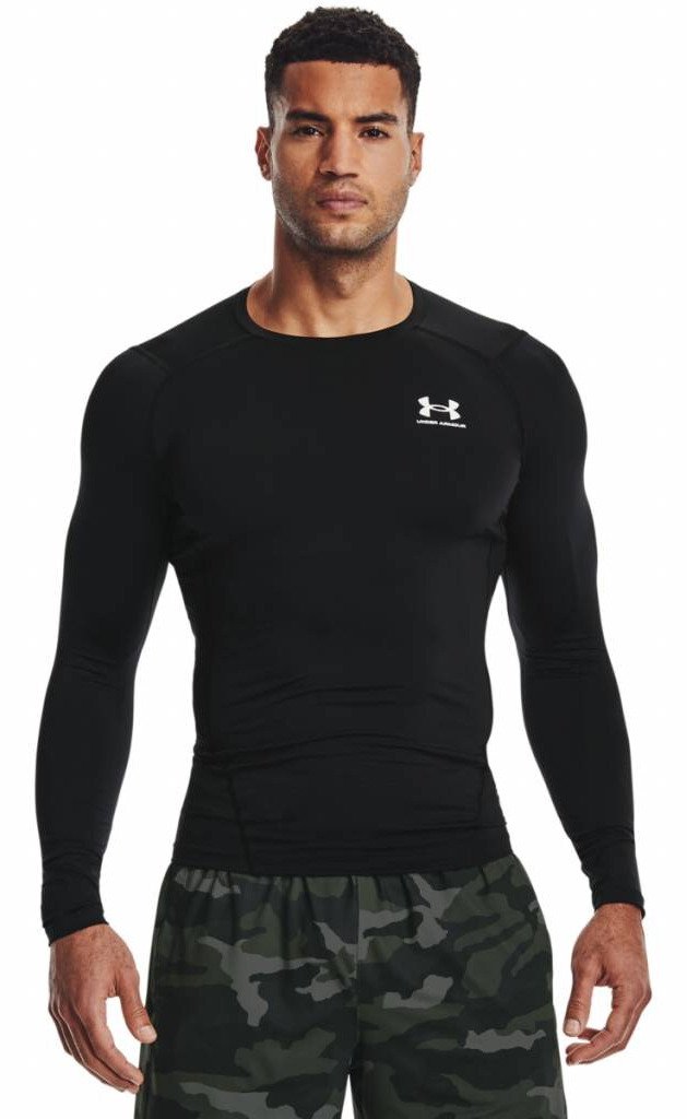 Under Armour HeatGear camiseta de compresión de manga larga para hombre, negro/blanco