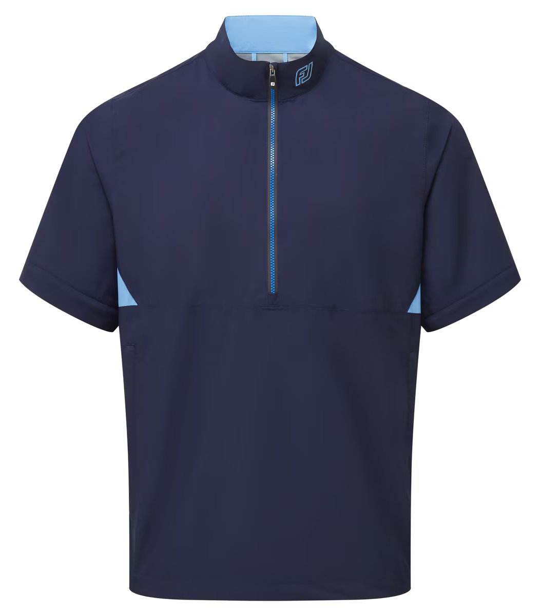 FootJoy HydroLite X Short Sleeve Rain camisa de lluvia de hombre, azul marino/azul medio