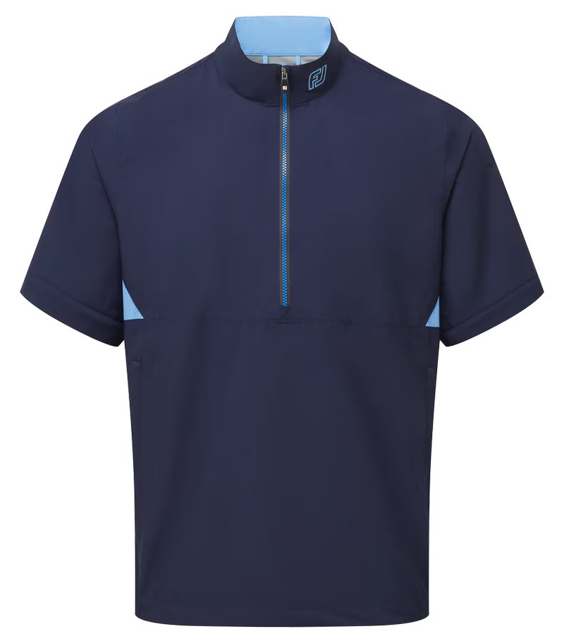 FootJoy HydroLite X Short Sleeve Rain camisa de lluvia de hombre, azul marino/azul medio