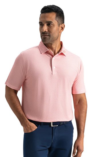 FootJoy Heritage Logo Lisle polo de hombre, blanco/melocotón