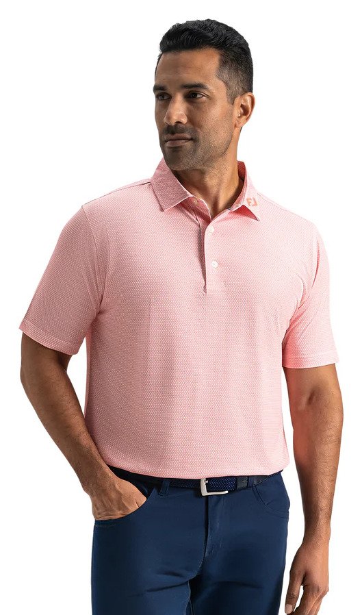 FootJoy Heritage Logo Lisle polo de hombre, blanco/melocotón