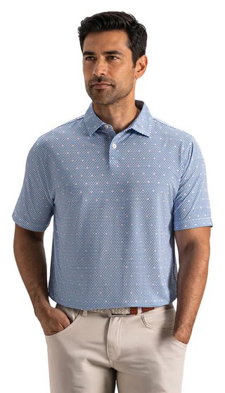 FootJoy Order Geometric Lisle polo de hombre, blanco/riviera/melocotón