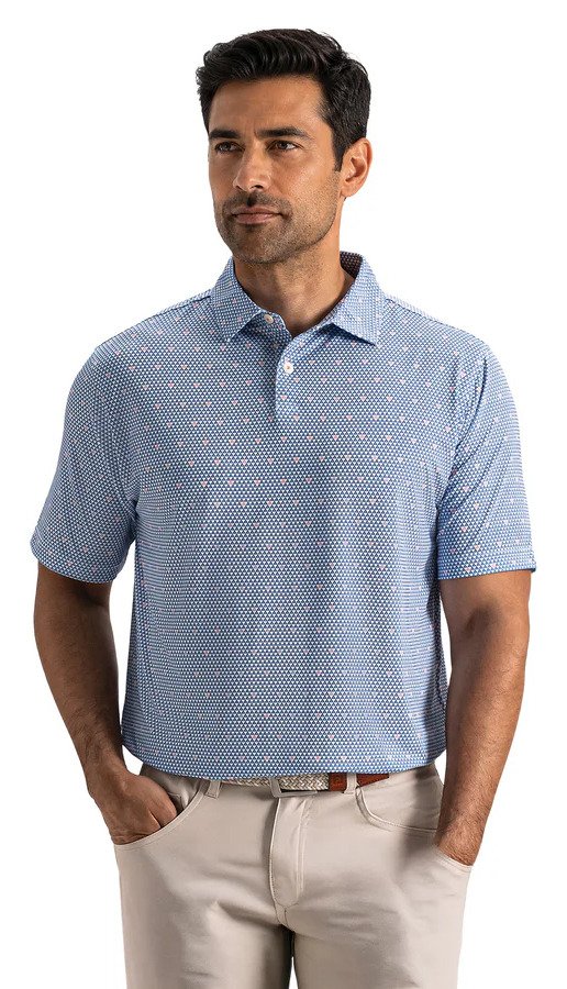 FootJoy Order Geometric Lisle polo de hombre, blanco/riviera/melocotón