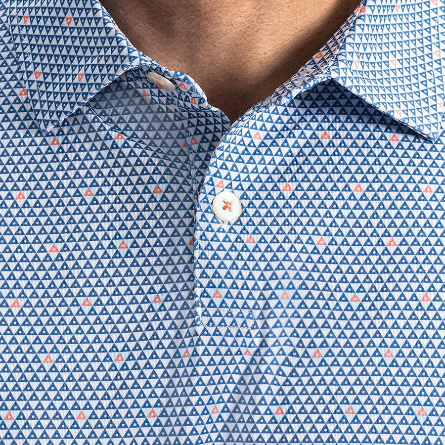 FootJoy Order Geometric Lisle polo de hombre, blanco/riviera/melocotón