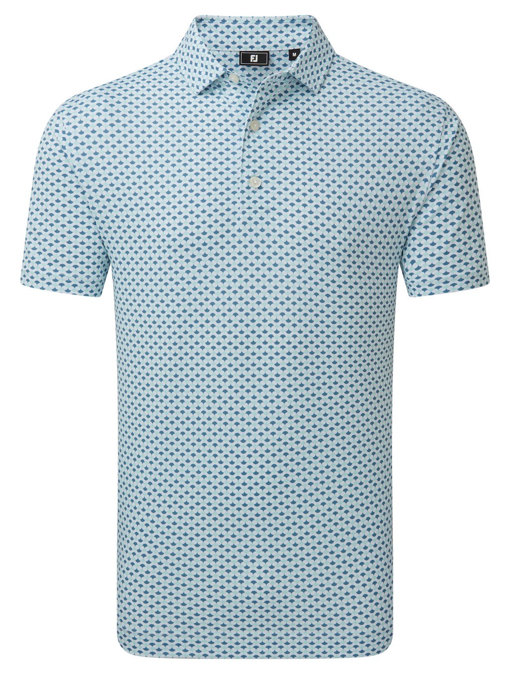 FootJoy Ginko Geo Pique polo de hombre, blanco/mint julep/winward blue