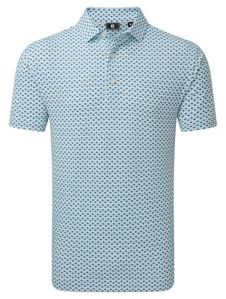 FootJoy Ginko Geo Pique polo de hombre, blanco/mint julep/winward blue
