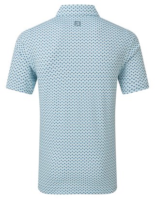 FootJoy Ginko Geo Pique polo de hombre, blanco/mint julep/winward blue
