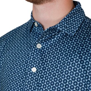 FootJoy Vegas Marker Lisle polo de hombre, mint julep/navy/wizard blue