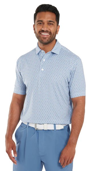 FootJoy Vegas Marker Lisle polo de hombre, blanco/riviera/melocotón