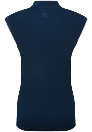 FootJoy Mock Neck Snap Front polo de mujer, azul marino/blanco