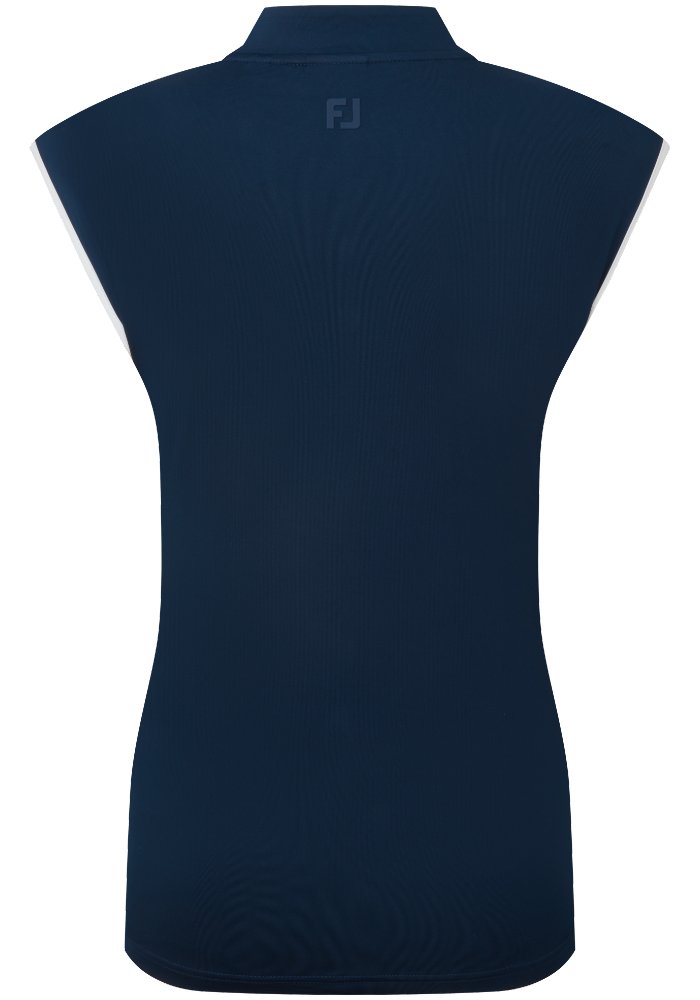 FootJoy Mock Neck Snap Front polo de mujer, azul marino/blanco
