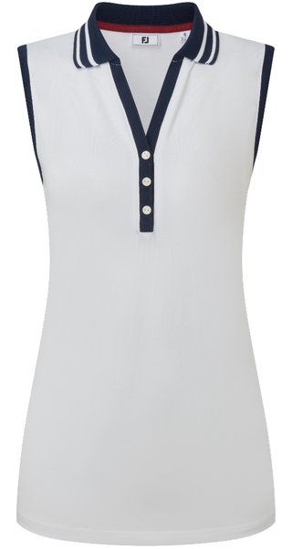 FootJoy Contrast Rib Knit Sleeveless polo de mujer, blanco/marino