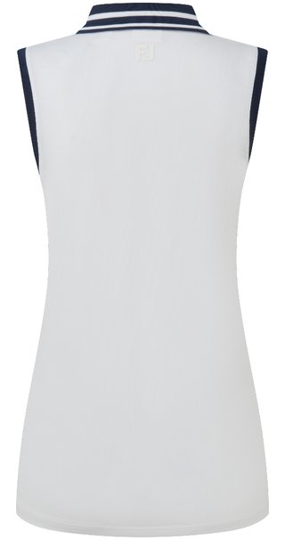 FootJoy Contrast Rib Knit Sleeveless polo de mujer, blanco/marino
