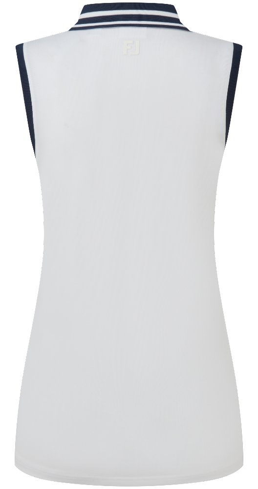 FootJoy Contrast Rib Knit Sleeveless polo de mujer, blanco/marino