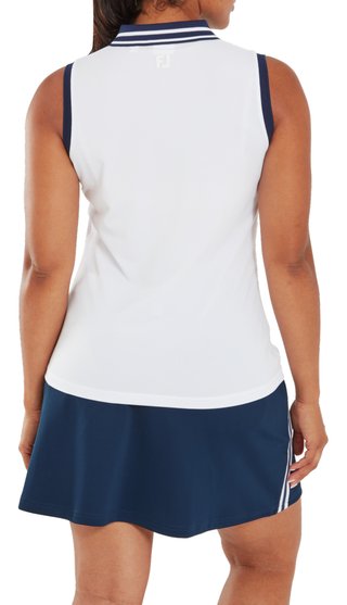 FootJoy Contrast Rib Knit Sleeveless polo de mujer, blanco/marino