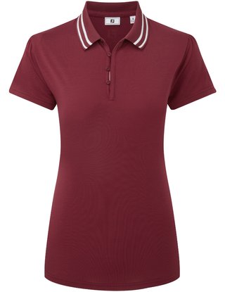 FootJoy Loop Button polo de mujer, cranberry/white