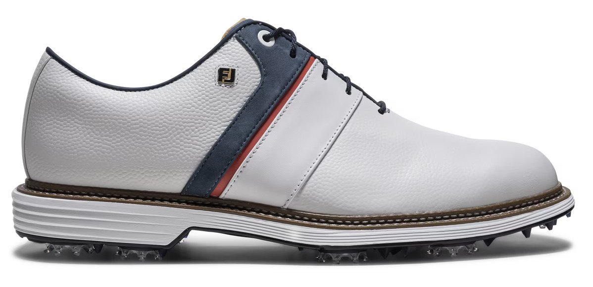 FootJoy Premiere Series - Packard zapatos de golf para hombre, blanco/azul/rojo nantucket