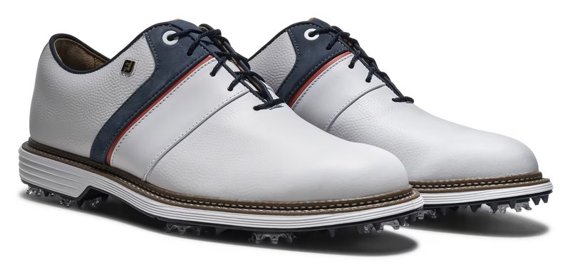 FootJoy Premiere Series - Packard zapatos de golf para hombre, blanco/azul/rojo nantucket