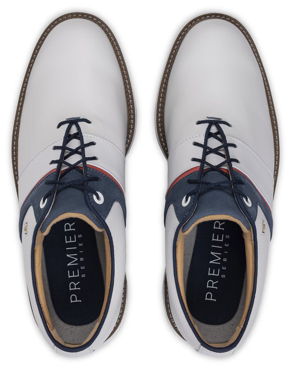 FootJoy Premiere Series - Packard zapatos de golf para hombre, blanco/azul/rojo nantucket