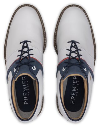 FootJoy Premiere Series - Packard zapatos de golf para hombre, blanco/azul/rojo nantucket