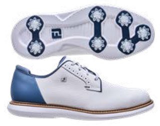 FootJoy FJ Traditions Blucher zapatos de golf para hombre, blanco/azul/tostado