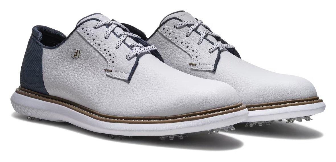 FootJoy FJ Traditions Blucher zapatos de golf para hombre, blanco/azul/tostado