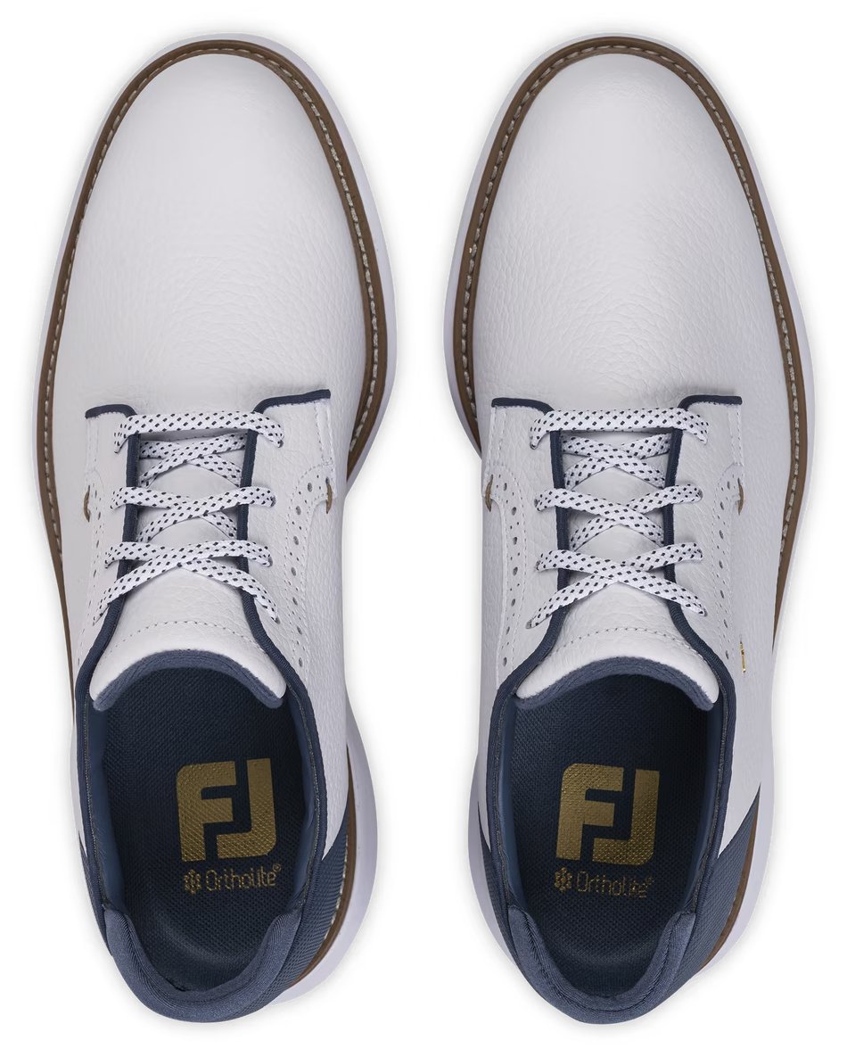 FootJoy FJ Traditions Blucher zapatos de golf para hombre, blanco/azul/tostado