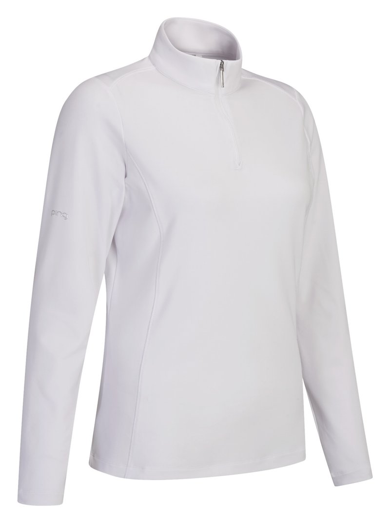 PING Aveline Half Zip de manga larga para mujer, blanco