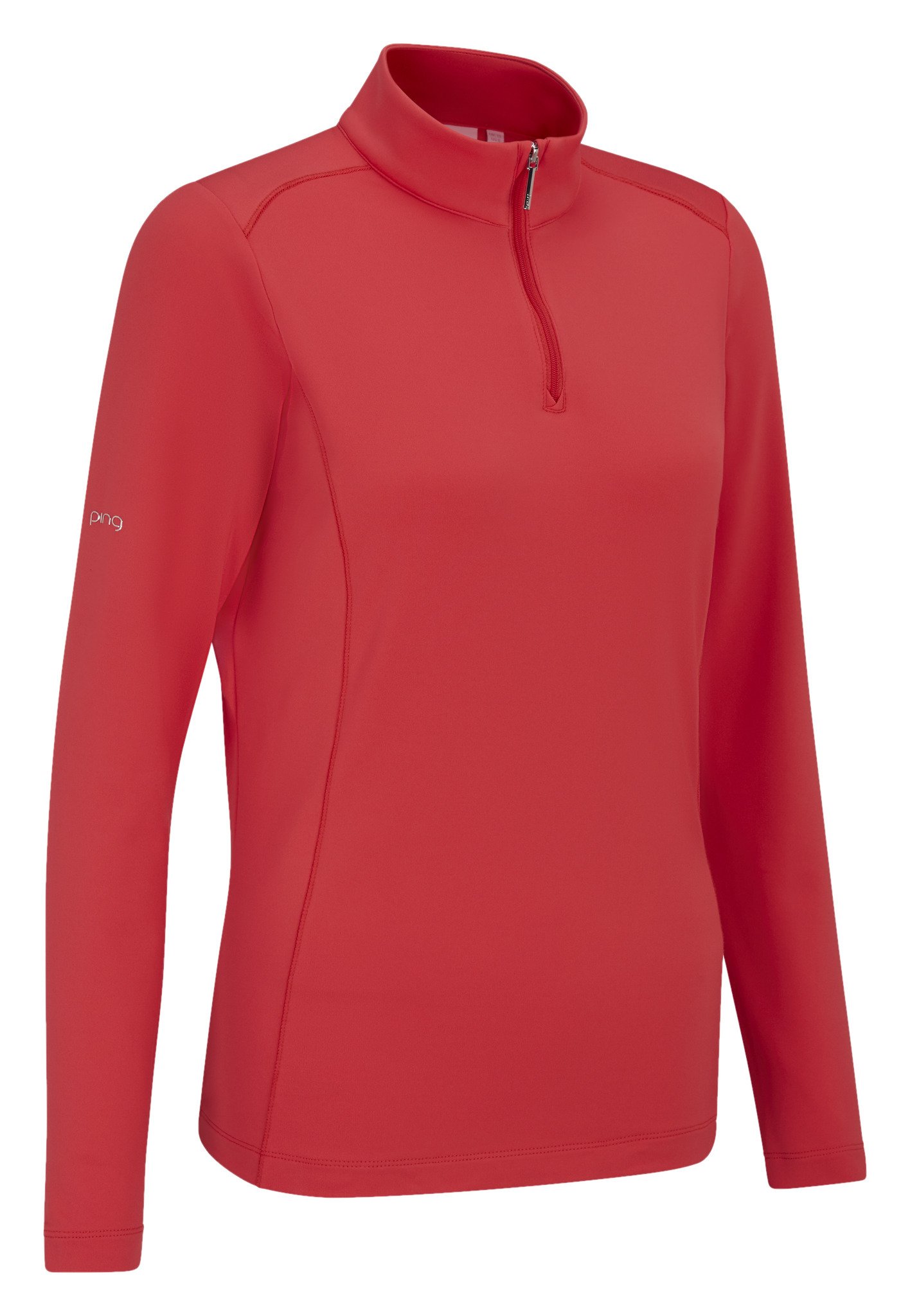 PING Aveline Half Zip de manga larga camiseta de mujer, cayenne