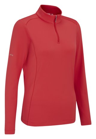 PING Aveline Half Zip de manga larga camiseta de mujer, cayenne