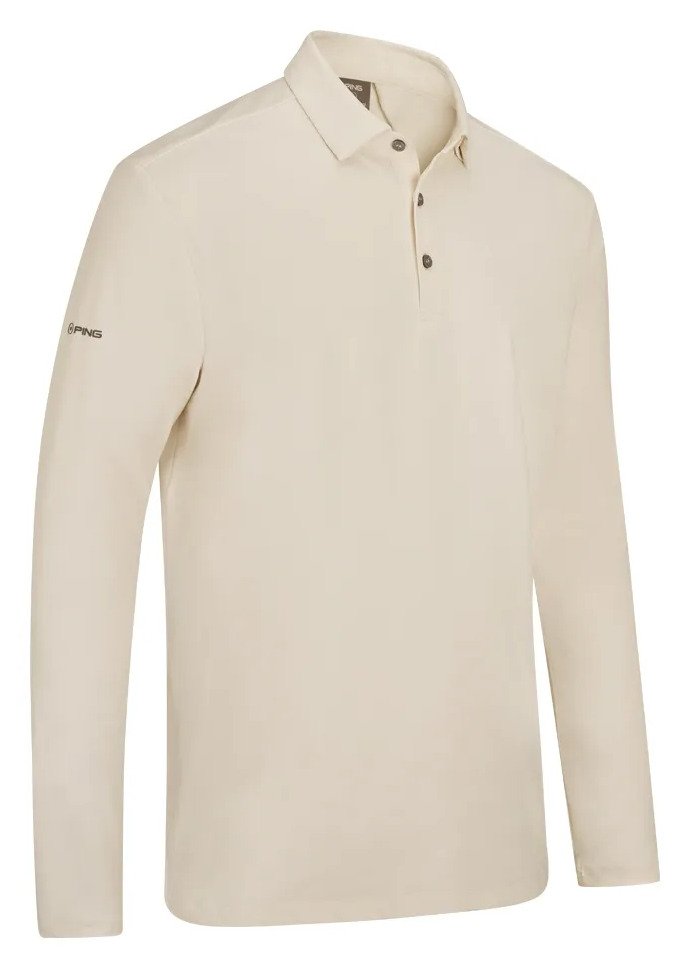 PING Demitri Longsleeve polo de hombre, egret