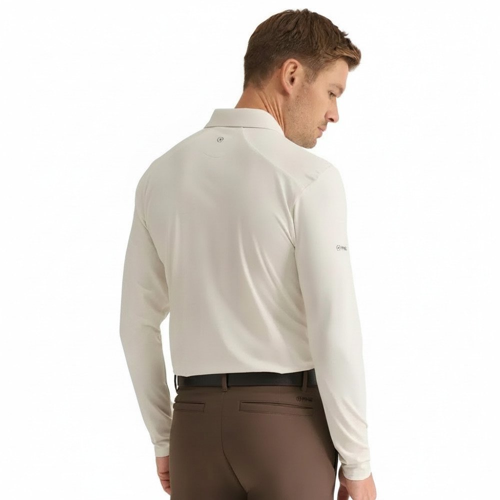 PING Demitri Longsleeve polo de hombre, egret