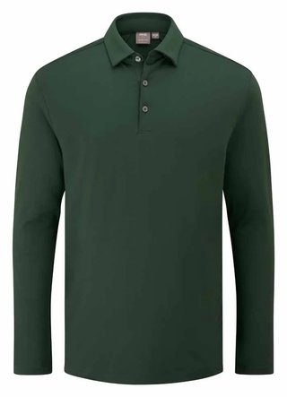 PING Demitri Longsleeve polo de hombre, verde gorse