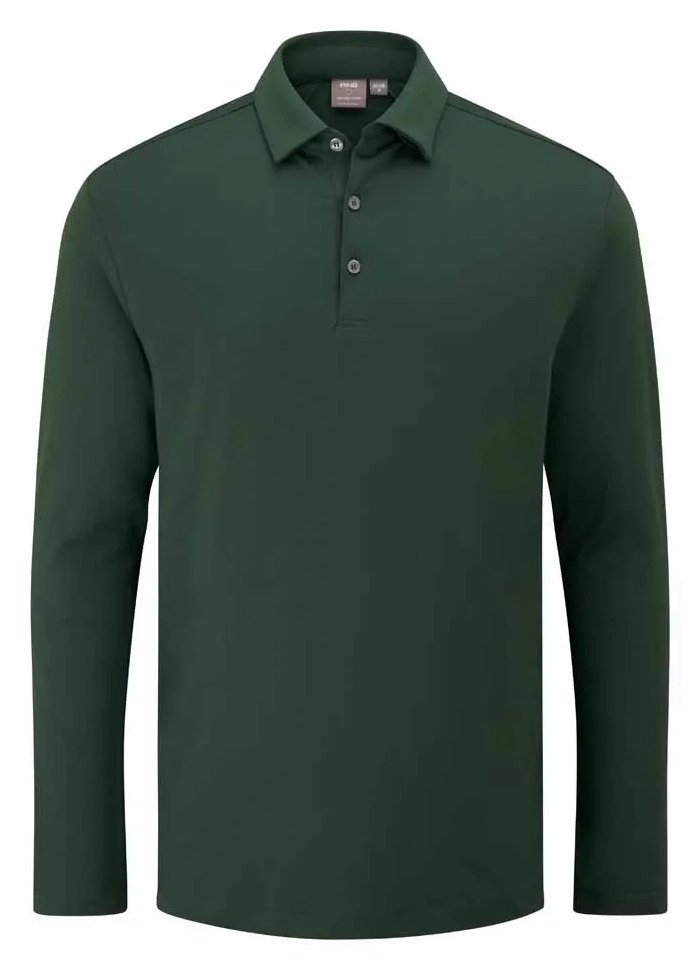 PING Demitri Longsleeve polo de hombre, verde gorse