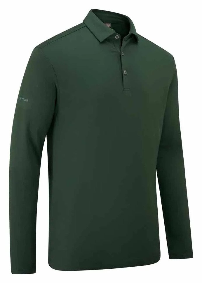 PING Demitri Longsleeve polo de hombre, verde gorse