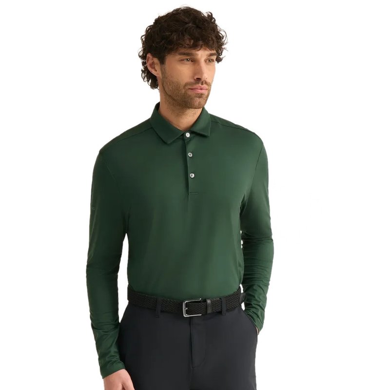 PING Demitri Longsleeve polo de hombre, verde gorse