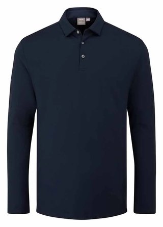 PING Demitri Longsleeve polo de hombre, azul marino