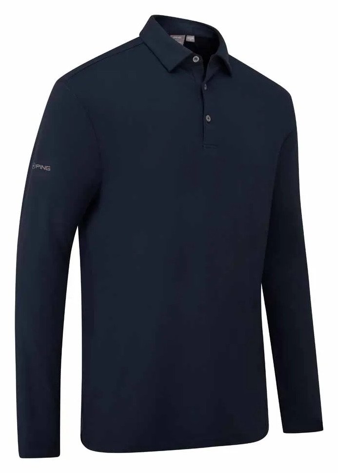 PING Demitri Longsleeve polo de hombre, azul marino