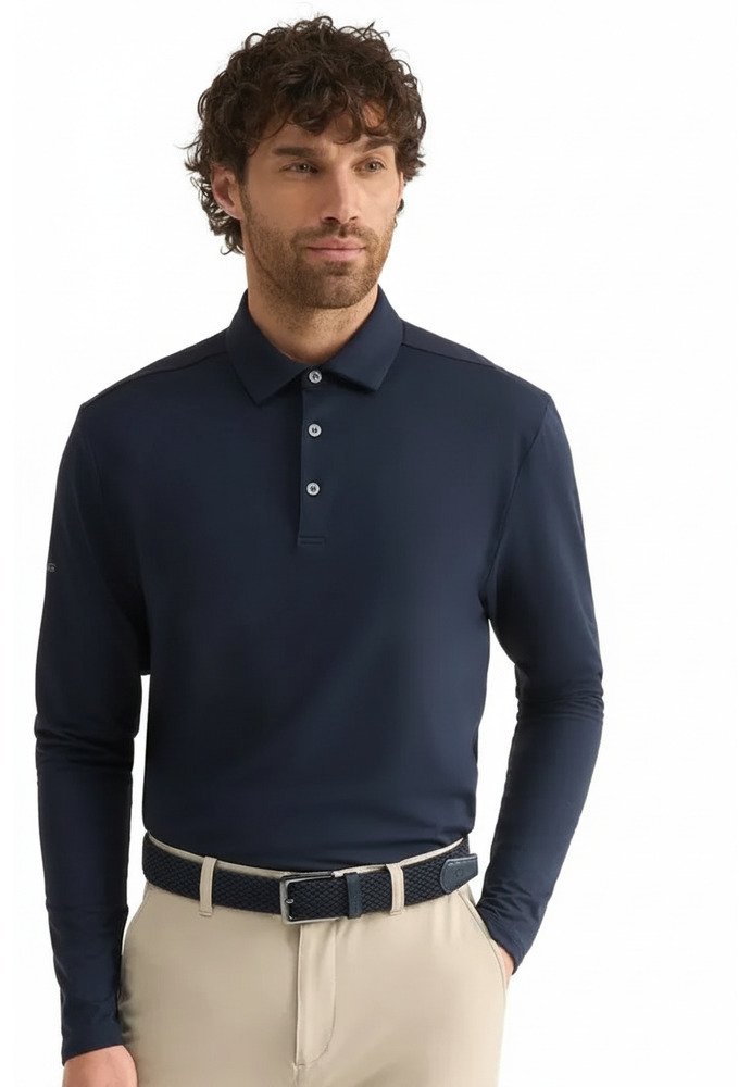 PING Demitri Longsleeve polo de hombre, azul marino