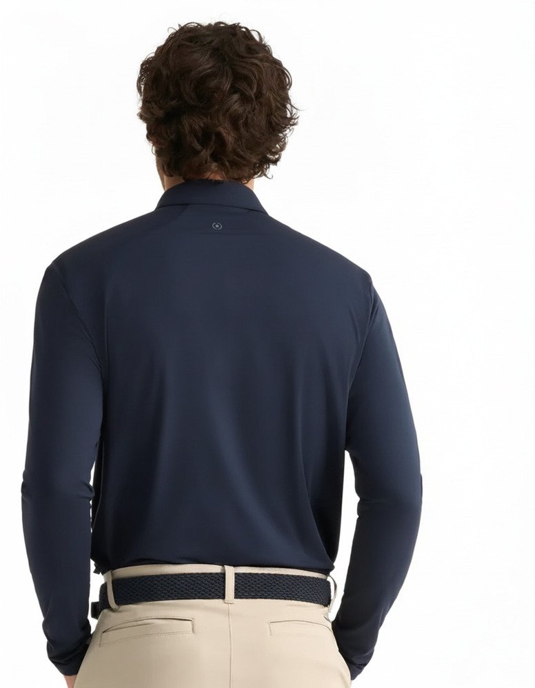 PING Demitri Longsleeve polo de hombre, azul marino