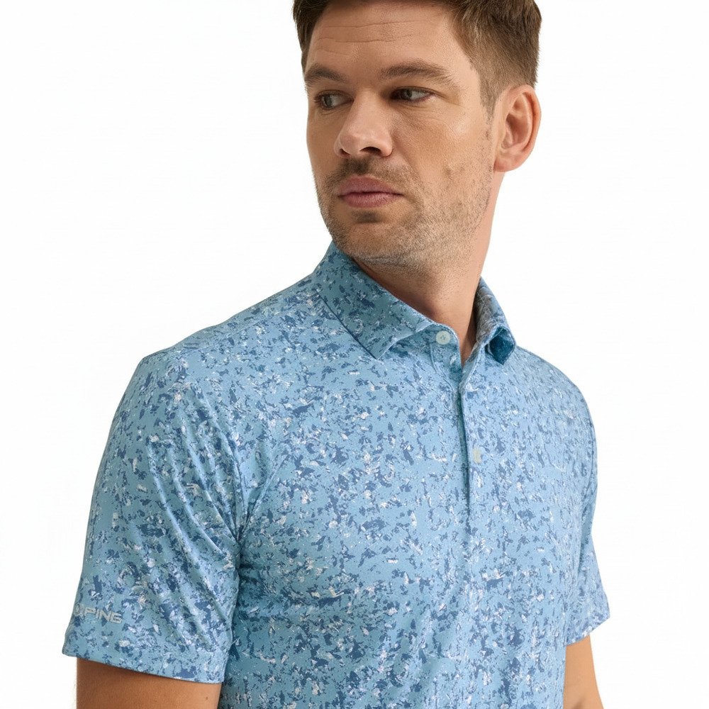 PING Gilmore polo de hombre, dusty blue multi
