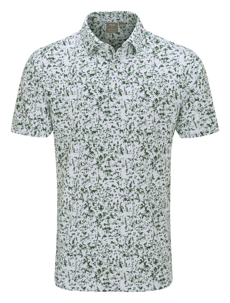 PING Gilmore polo de hombre, blanco/gorse green multi