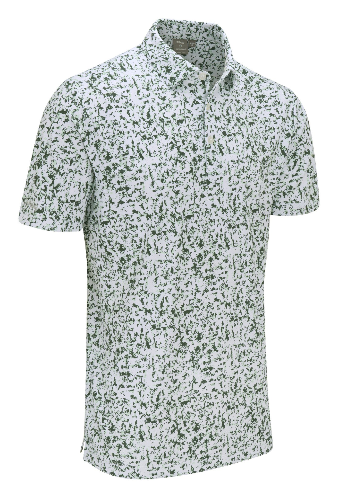 PING Gilmore polo de hombre, blanco/gorse green multi